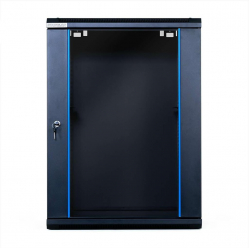 Szafa serwerowa  19'' 18U 600x600mm czarna  drzwi przednie szklane