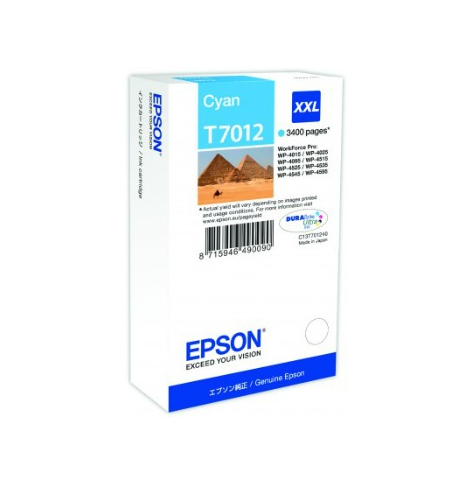 Tusz Epson T701 cyan XXL | 3400str | WP4000/4500