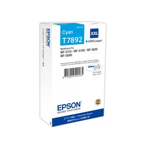 Tusz Epson cyan T7892 | 34 ml | WF-5110DW/WF-5190DW/WF-5620DWF/WF-5690DWF