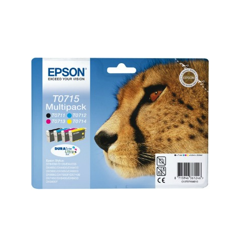 Zestaw Epson T0715 CMYK MultiPack DURABrite | Stylus D78/92/120/120 Network E...