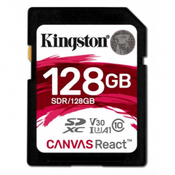 Karta pamięci Kingston SDXC Canvas React 128GB 100R/80W CL10 UHS-I U3 V30 A1