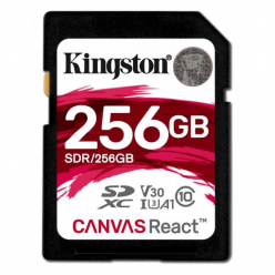 Karta pamięci Kingston SDXC Canvas React 256GB 100R/80W CL10 UHS-I U3 V30 A1