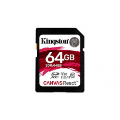 Karta pamięci Kingston SDXC Canvas React 64GB 100R/80W CL10 UHS-I U3 V30 A1