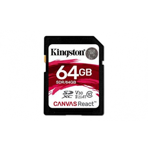 Karta pamięci Kingston SDXC Canvas React 64GB 100R/80W CL10 UHS-I U3 V30 A1